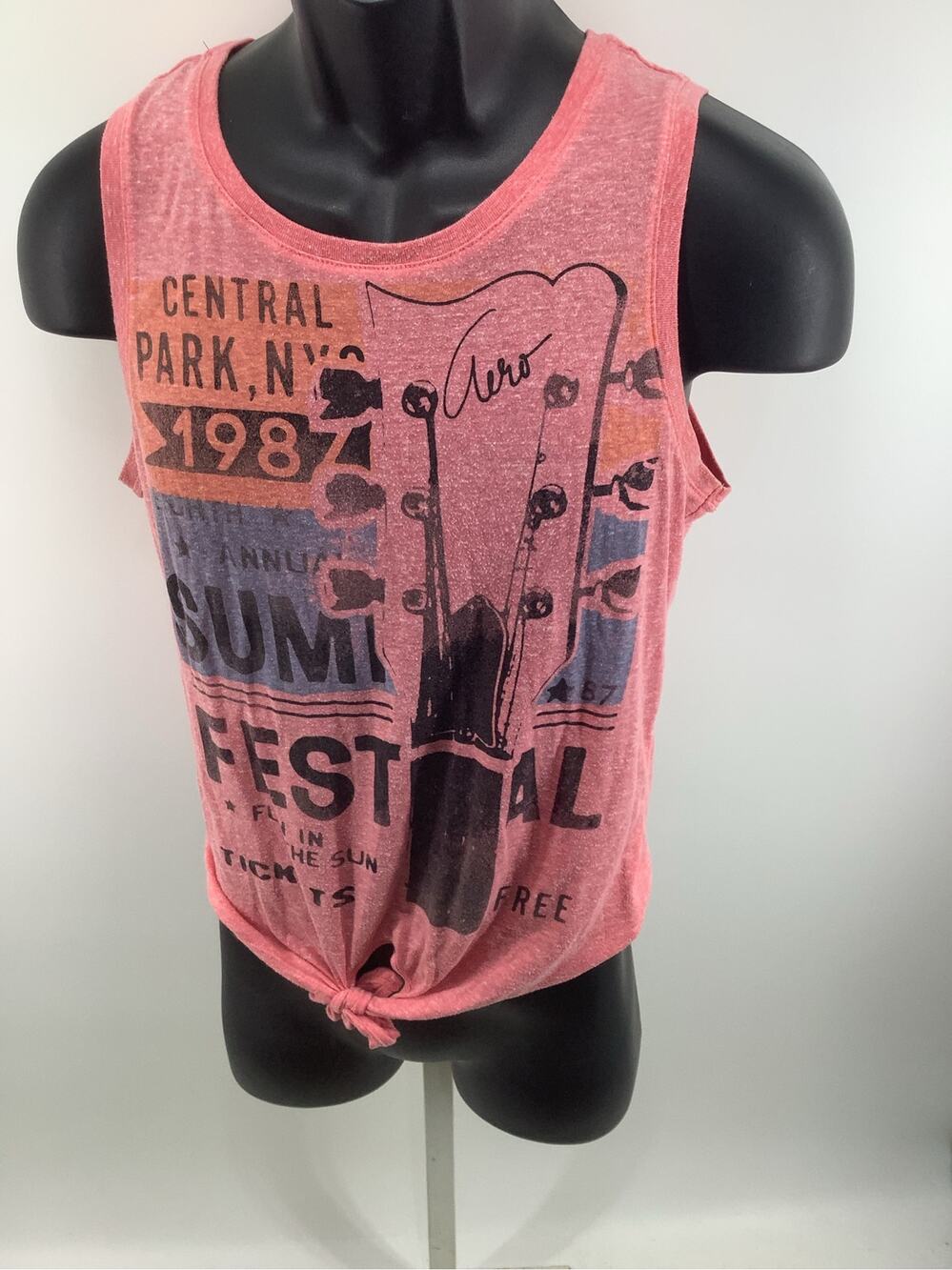 Aeropostale Tank Top Womens M Pink Central Park Summer Festival Tie Front 16x22